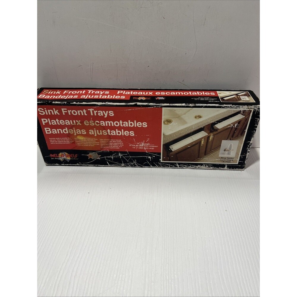 REV-A-SHELF Sink Front 2 Tip Out Trays White Polymer Kit 14 1/4" Ring Holder NEW